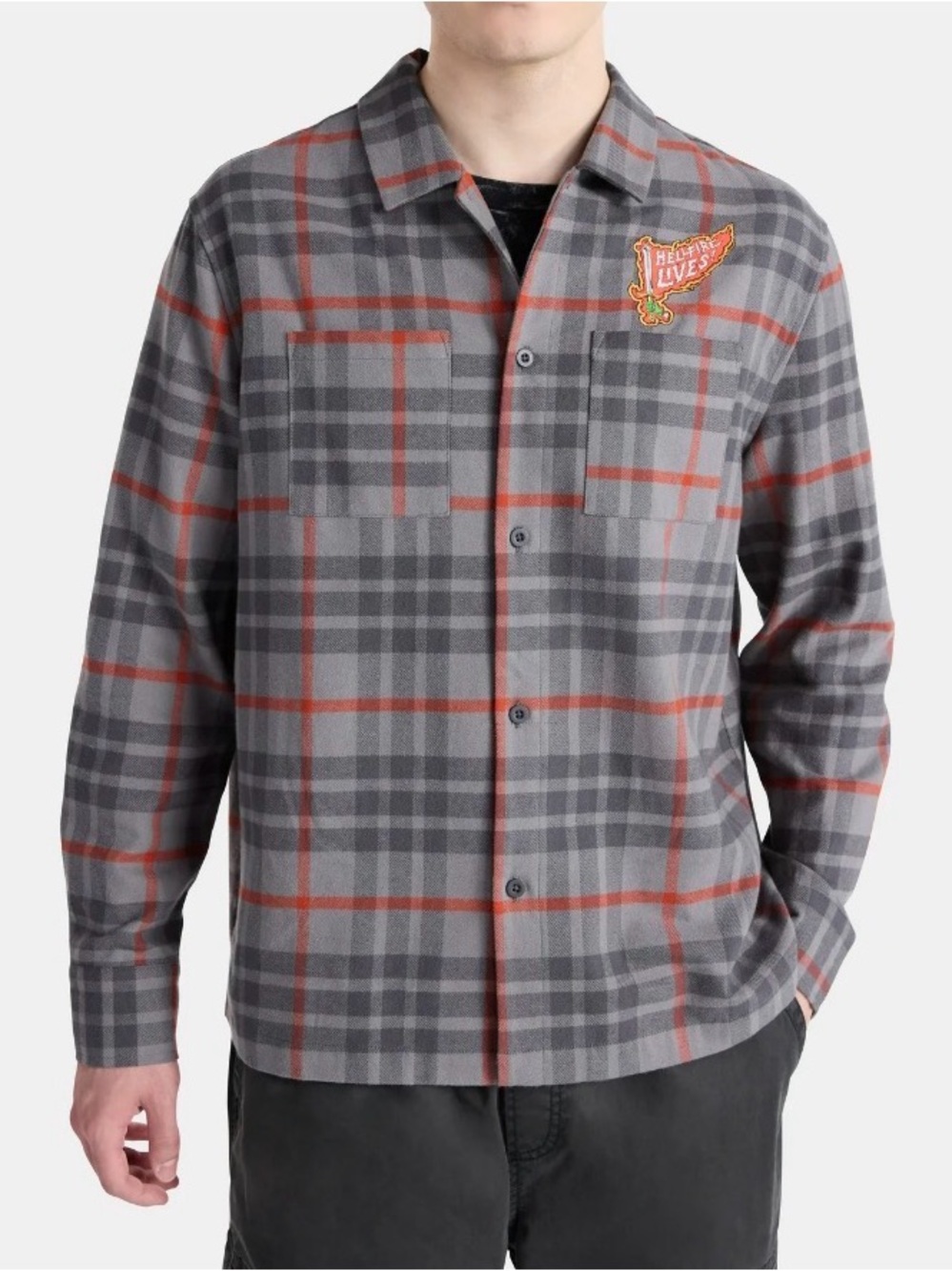 No Boundaries Netflix Stranger Things Hellfire Lives Fire Flannel, Men's- NWT